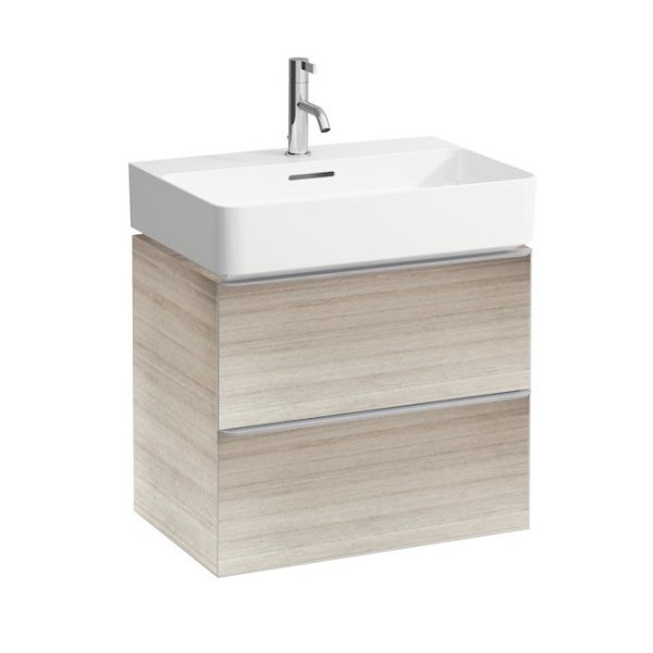 Laufen Space 585mm Two Drawer Vanity Unit - Light Walnut