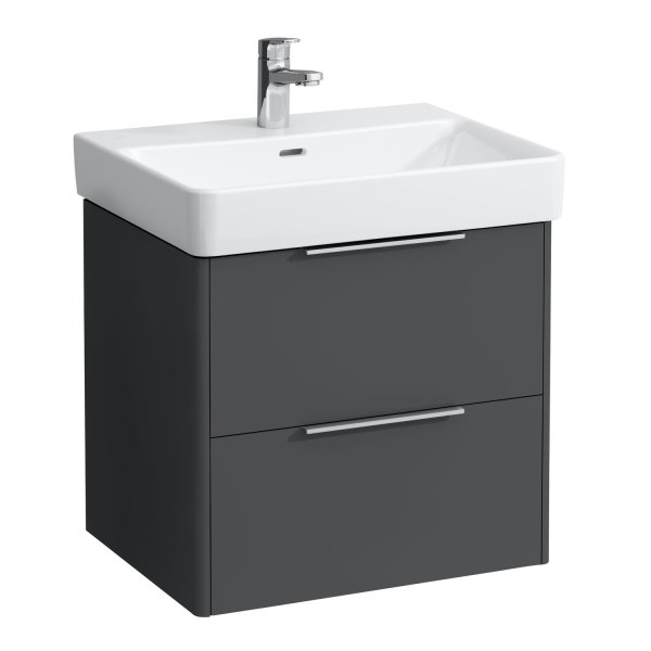 Laufen Base 570 x 440mm 2 Drawer Vanity Unit - Traffic Grey