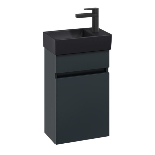 Villeroy & Boch Arto 360mm 1 Door Right Hand Vanity Unit with Black Basin - Satin Grey