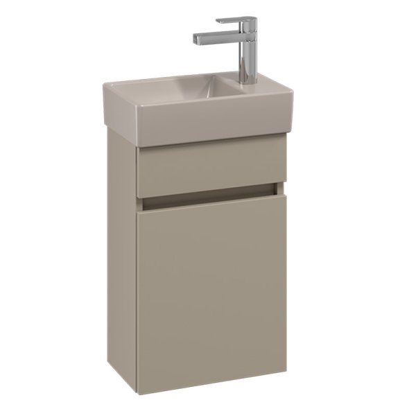 Villeroy & Boch Arto 360mm 1 Door Right Hand Vanity Unit with Almond Basin - Matt Sand Grey