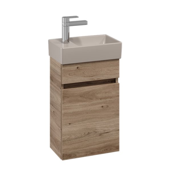 Villeroy & Boch Arto 360mm 1 Door Left Hand Vanity Unit with Almond Basin - Oak Kansas