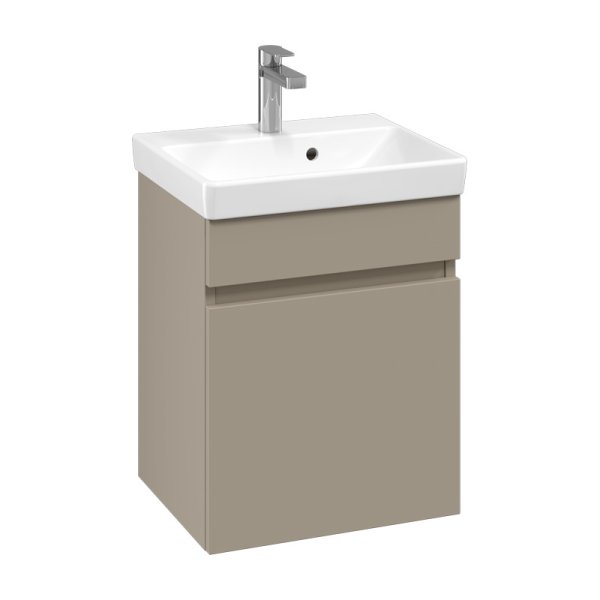 Villeroy & Boch Arto 450mm 1 Drawer Vanity Unit with White Basin - Matt Sand Grey