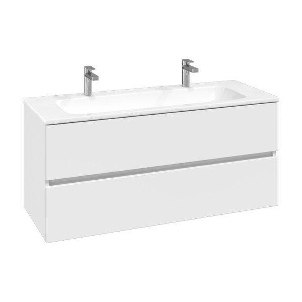 Villeroy & Boch Arto 1200mm 2 Drawer Vanity Unit with White Basin - Satin White