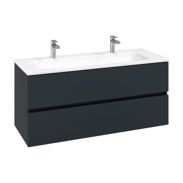 Villeroy & Boch Arto 1200mm 2 Drawer Vanity Unit with White Basin - Satin Grey