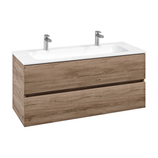 Villeroy & Boch Arto 1200mm 2 Drawer Vanity Unit with White Basin - Oak Kansas