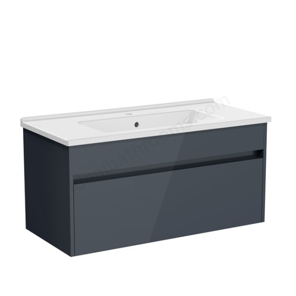 Vitra S50+ 1000mm 1 Drawer Vanity Unit & Basin - Gloss Anthracite