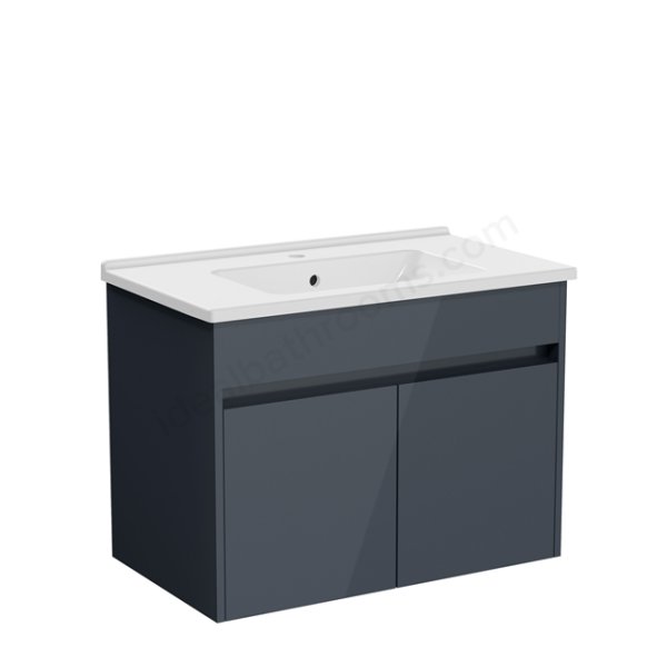 Vitra S50+ 800mm 2 Door Vanity Unit & Basin - Gloss Anthracite