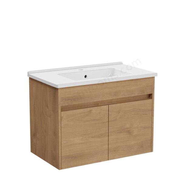 Vitra S50+ 800mm 2 Door Vanity Unit & Basin - Golden Oak