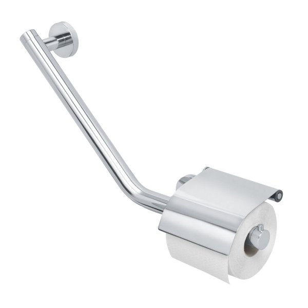 Coram Boston Comfort & Safety Grab Bar & Toilet Roll Holder with Cover (Left Hand) - Polished Stainless Steel