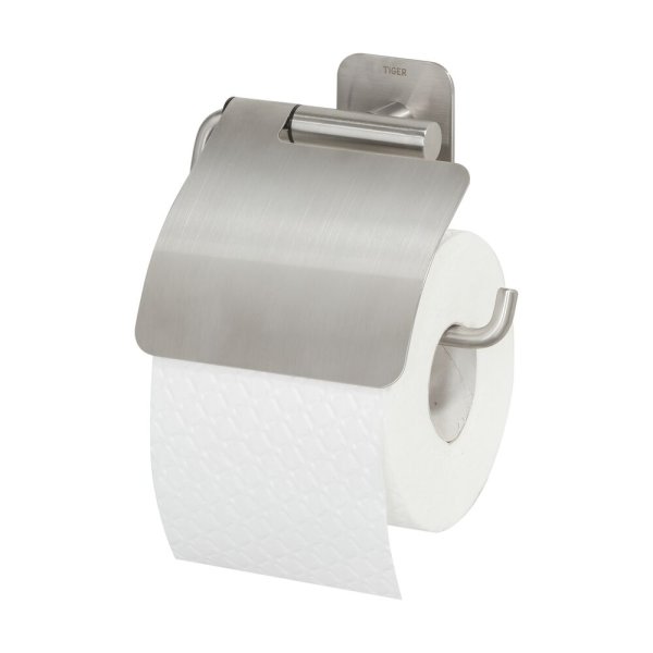 Coram Colar Toilet Roll Holder with Cover - Brushed Stainless Steel