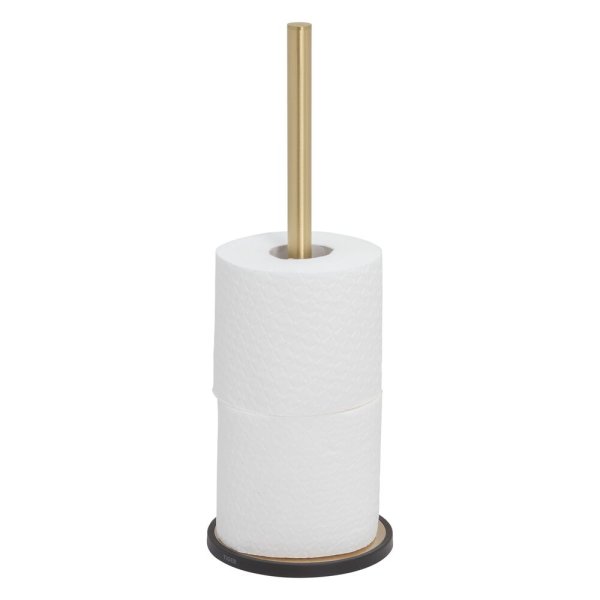 Coram Tune Spare Freestanding Toilet Roll Holder - Brushed Brass/Black