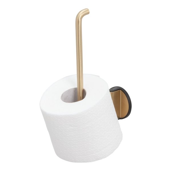 Coram Tune Spare Toilet Roll Holder - Brushed Brass/Black