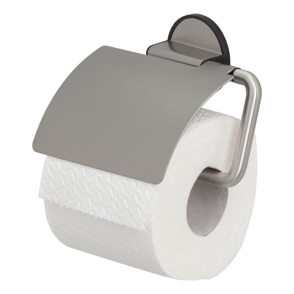 Coram Tune Toilet Roll Holder with Cover - Brushed Stainless Steel/Black