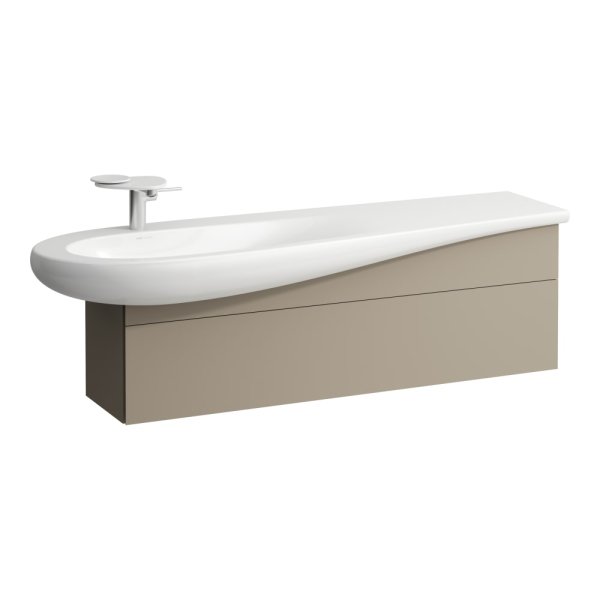 Laufen Alessi 1350mm 1 Drawer Vanity Unit with Left Hand Cut-Out - Beige Pearl