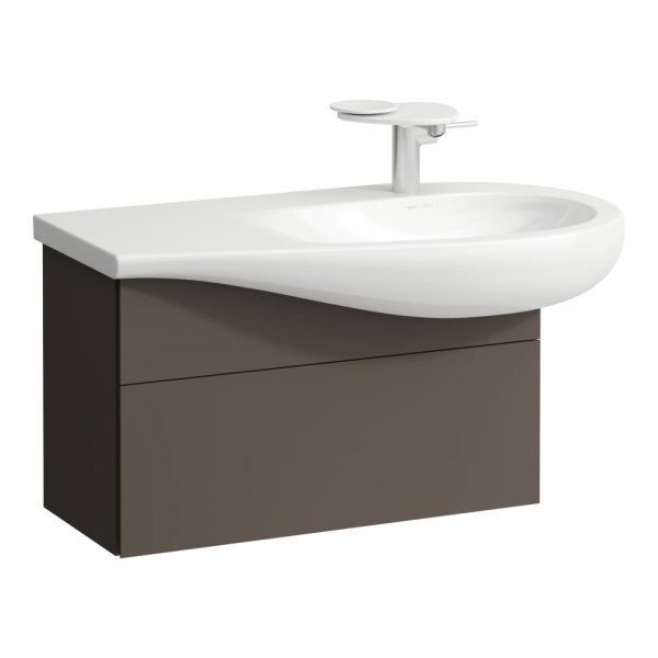 Laufen Alessi 730mm 1 Drawer Vanity Unit with Right Hand Cut-Out - Dark Brown