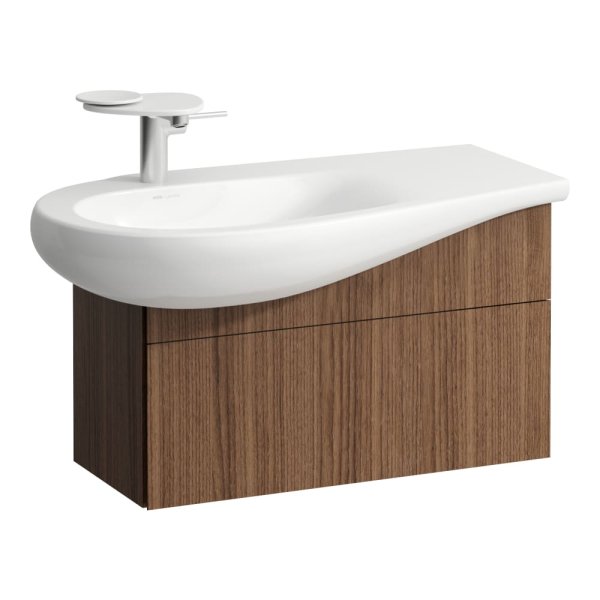 Laufen Alessi 730mm 1 Drawer Vanity Unit with Left Hand Cut-Out - Noce Canaletto