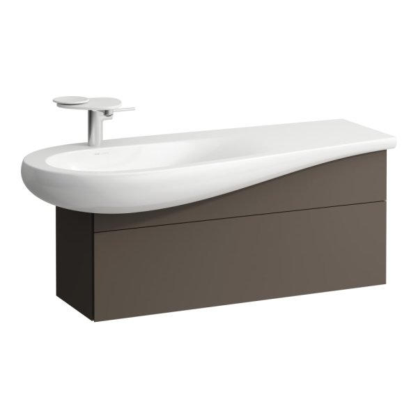 Laufen Alessi 995mm 1 Drawer Vanity Unit with Left Hand Cut-Out - Dark Brown