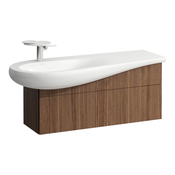 Laufen Alessi 995mm 1 Drawer Vanity Unit with Left Hand Cut-Out - Noce Canaletto