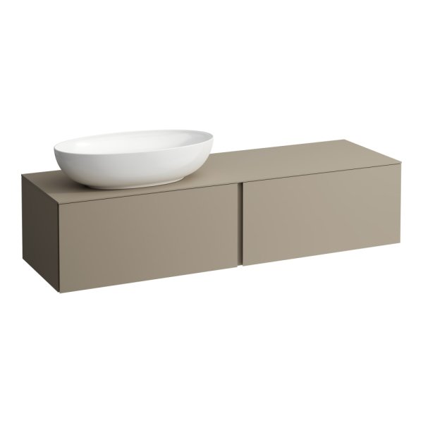 Laufen Alessi 1600mm Drawer Element with Left Oval Cut-Out - Pearl Beige