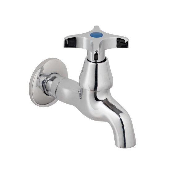 Vado Astra Wall Mounted Bib Tap CD Valve with Cross Handles - Chrome