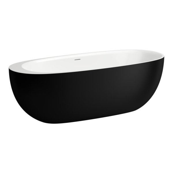 Laufen Alessi 1850mm Freestanding Solid Surface Bath with Overflow - Black / White