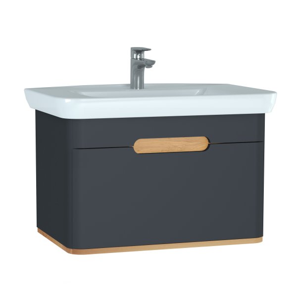 Vitra Sento 800mm Vanity Unit with 1 Drawer & Basin - Anthracite