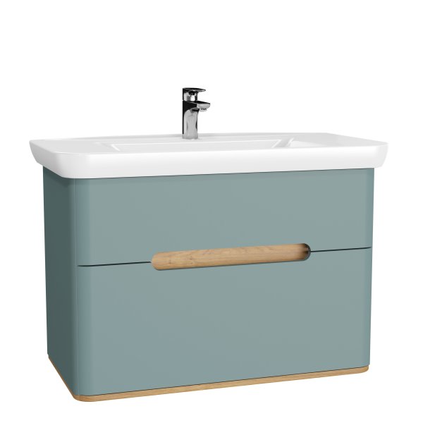 Vitra Sento 1000mm Vanity Unit with 2 Drawers & Basin - Matt Green