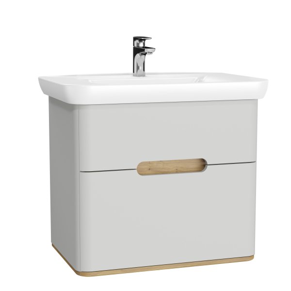 Vitra Sento 800mm Vanity Unit with 2 Drawers & Basin - Matt Light Grey