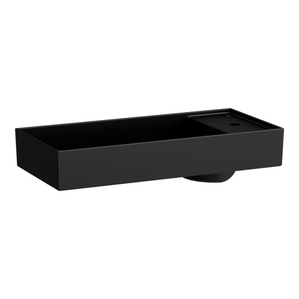 Kartell by Laufen 750mm SaphirKeramik Basin with Right Tap Bank - Matt Black