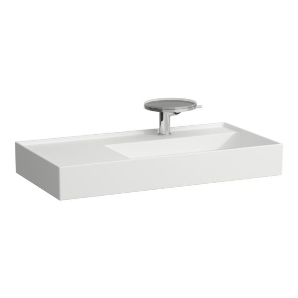 Kartell by Laufen 900mm SaphirKeramik Basin with Left Hand Shelf - Matt White