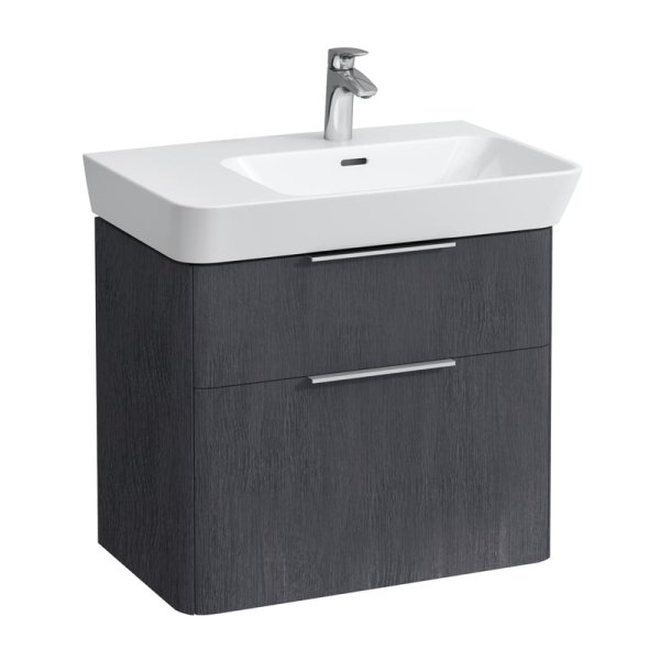 Laufen Moderna 650mm 2 Drawer Vanity Unit for Right Hand Basin - Dark Grey Oak