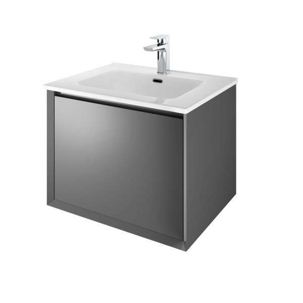 The White Space Distrikt 600mm Wall-Hung Vanity Unit - Matt Anthracite Grey