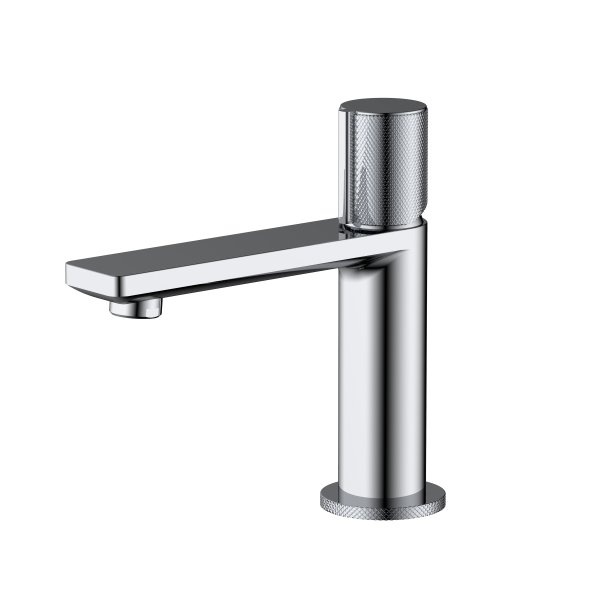 The White Space Knurled Mono Basin Mixer with Pop-Up Waste - Chrome