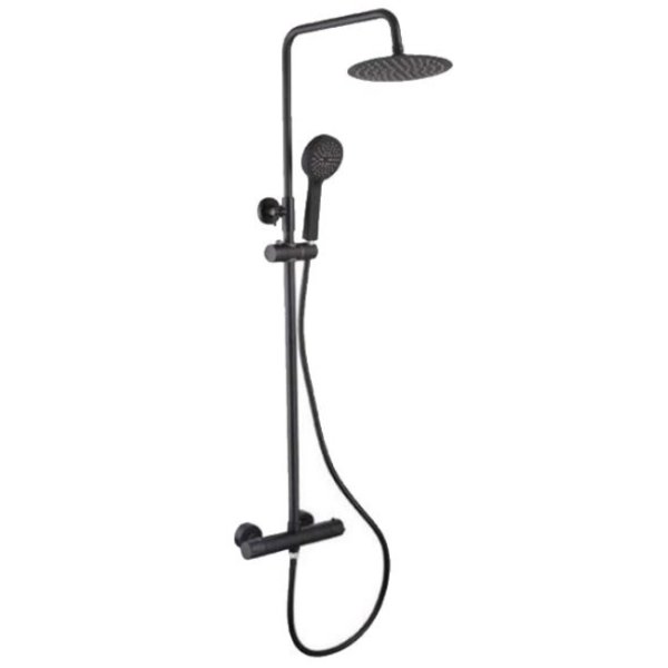 The White Space Yes Bar Shower System with Dual Control, Head & Slide Rail - Black