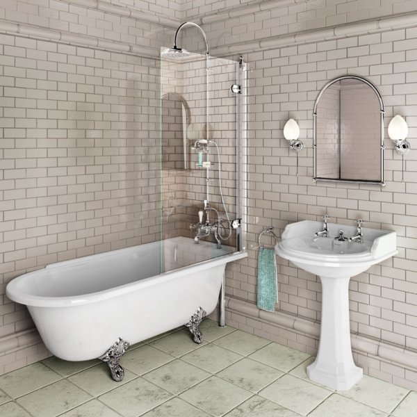 Burlington Single Panel Bath Screen - Polished Aluminum