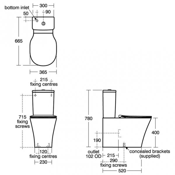 Ideal Standard Connect Air Cube Close Coupled Back to Wall Toilet ...