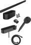 Hansgrohe Wallstoris Bundle Hand Shower 105 3jet Activation Ecosmart, Thermostat, Wall Bar 70cm & Storage Set - Matt Black