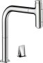 Hansgrohe Metris Select M71 2-Hole Single Lever Kitchen Mixer 200 with Pull-Out Spray & Sbox, 2 Spray Modes - Chrome