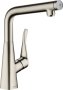 Hansgrohe Metris Select M71 Single Lever Kitchen Mixer 320, Single Spray Mode - Stainless Steel Finish