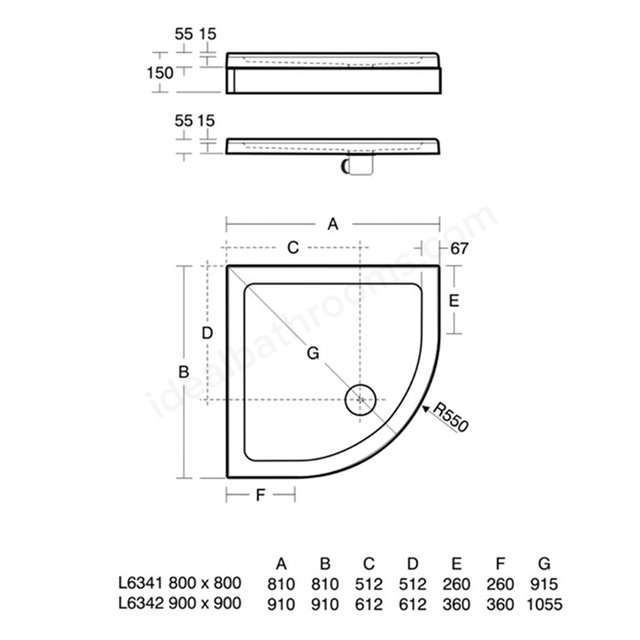 ideal-standard-idealite-quadrant-upstand-900mm-low-profile-shower-tray