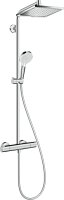 Hansgrohe Crometta E Showerpipe 240 1jet with Thermostatic Shower Mixer - Chrome