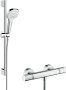 Hansgrohe Croma Select E Shower System 110 Vario with Ecostat Comfort Thermostatic Mixer & Shower Rail 65cm - White/Chrome