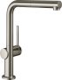 Hansgrohe Talis M54 Single Lever Kitchen Mixer 270 with Pull-Out Spout, Single Spray Mode - Stainless Steel Finish