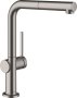 Hansgrohe Talis M54 Single Lever Kitchen Mixer 270 with Pull-Out Spout & Sbox, Single Spray Mode - Brushed Black Chrome