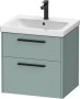 Duravit D-Code 584mm x 460mm 2 Drawer Wall Hung Vanity Unit w/ Black Handle - Fjord Green