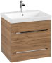 Villeroy & Boch Avento 600mm 2 Drawer Vanity Unit with Chrome Handles - Oak Kansas