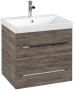 Villeroy & Boch Avento 600mm 2 Drawer Vanity Unit with Chrome Handles - Stone Oak