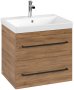 Villeroy & Boch Avento 600mm 2 Drawer Vanity Unit with Black Handles - Oak Kansas