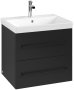 Villeroy & Boch Avento 600mm 2 Drawer Vanity Unit with Black Handles - Volcano Black