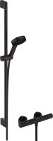 Hansgrohe Pulsify Select S Shower System105 3jet Relaxation Ecosmart with Ecostat Fine, Shower Bar 90cm & Accessories - Matt Black